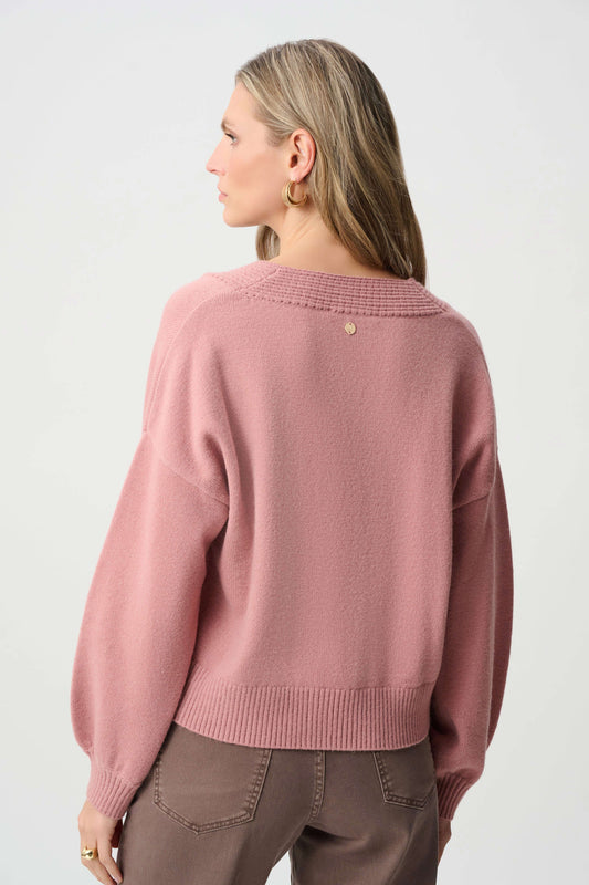 Cardigan en tricot brossé à encolure en V et coupe boxy - Joseph Ribkoff - 263952