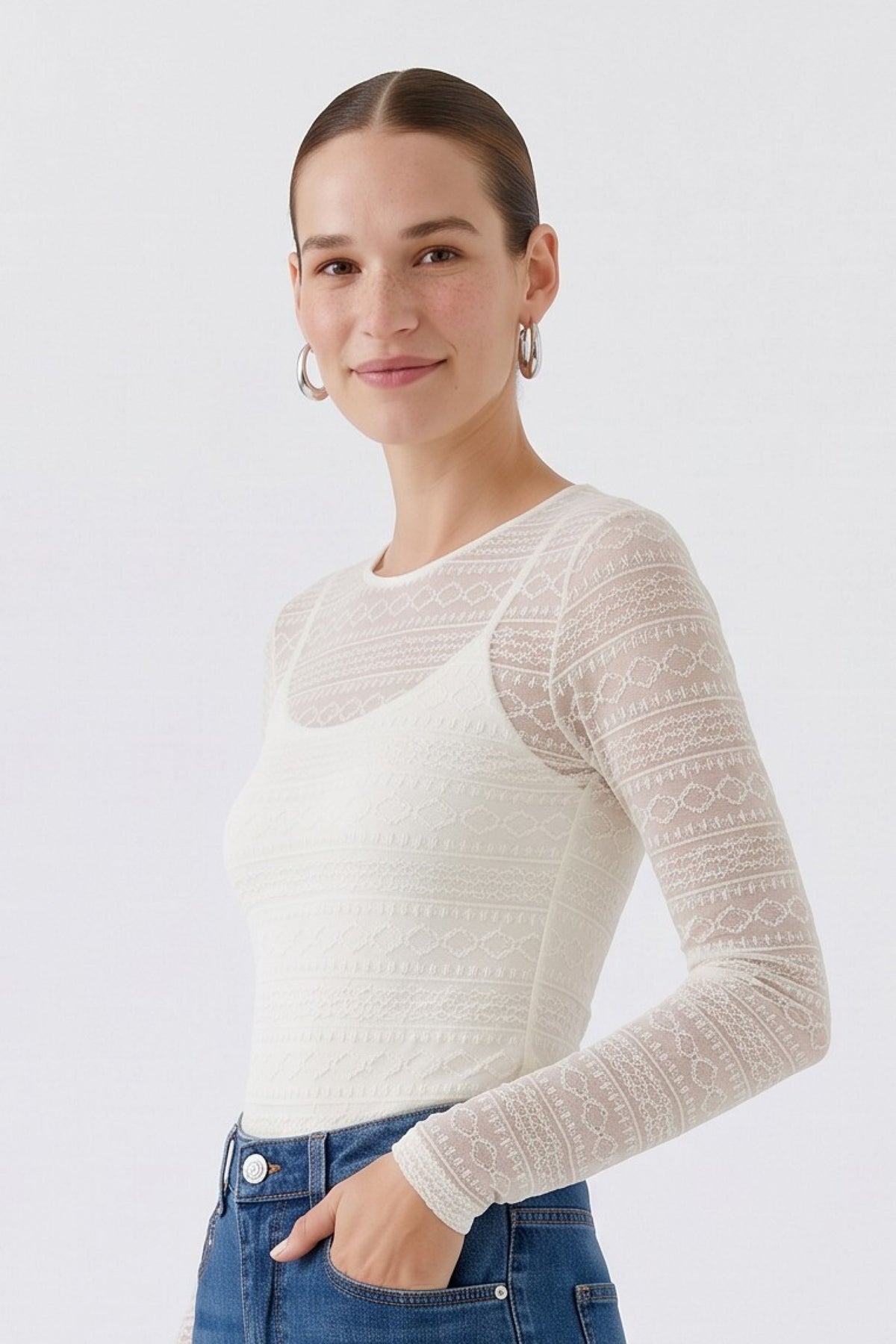 Chandail dentelle- Oui - 99899
