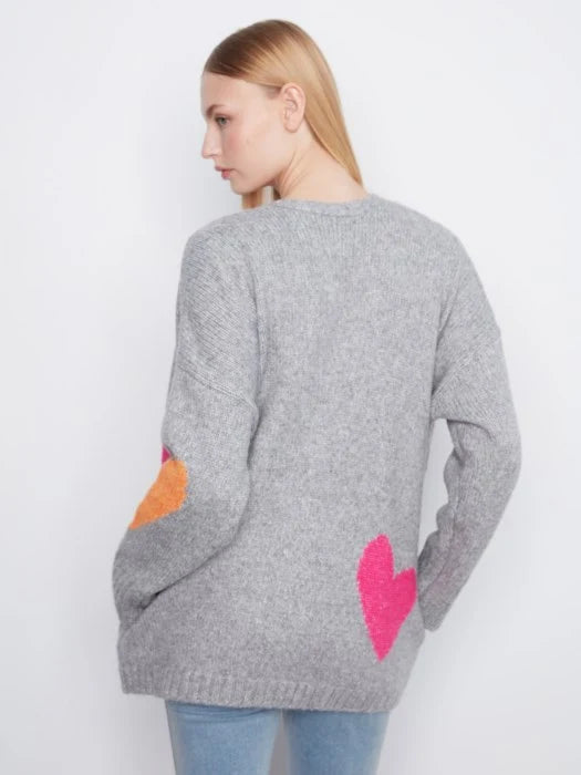 Cardigan long avec cœurs - Charlie B - C2168