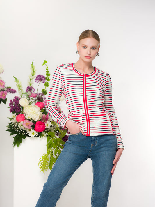 CARDIGAN RAYURES ZIPPER - ELENA WANG - EW36269