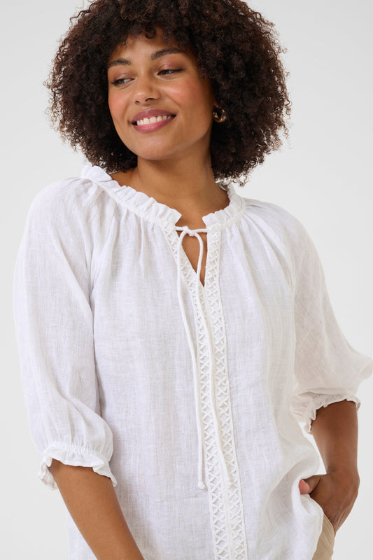 BLOUSE LACET DE LIN- CREAM- 10613469