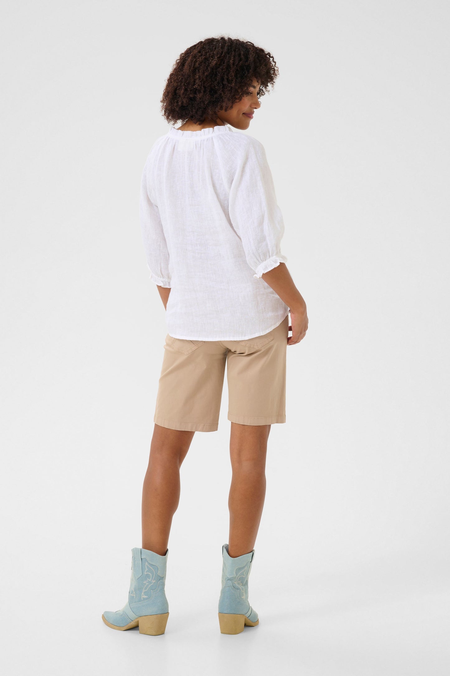 BLOUSE LACET DE LIN- CREAM- 10613469