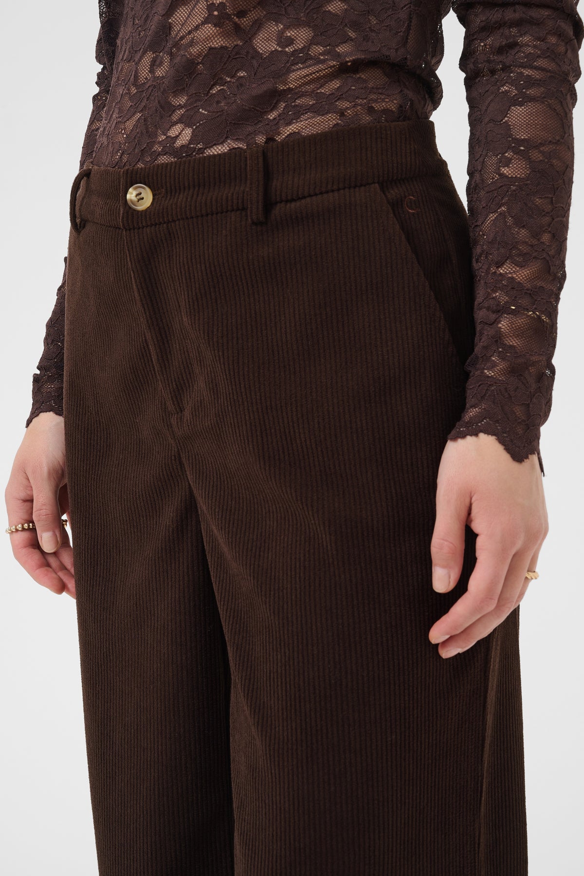 Pantalon de velours- Cream - 10614146