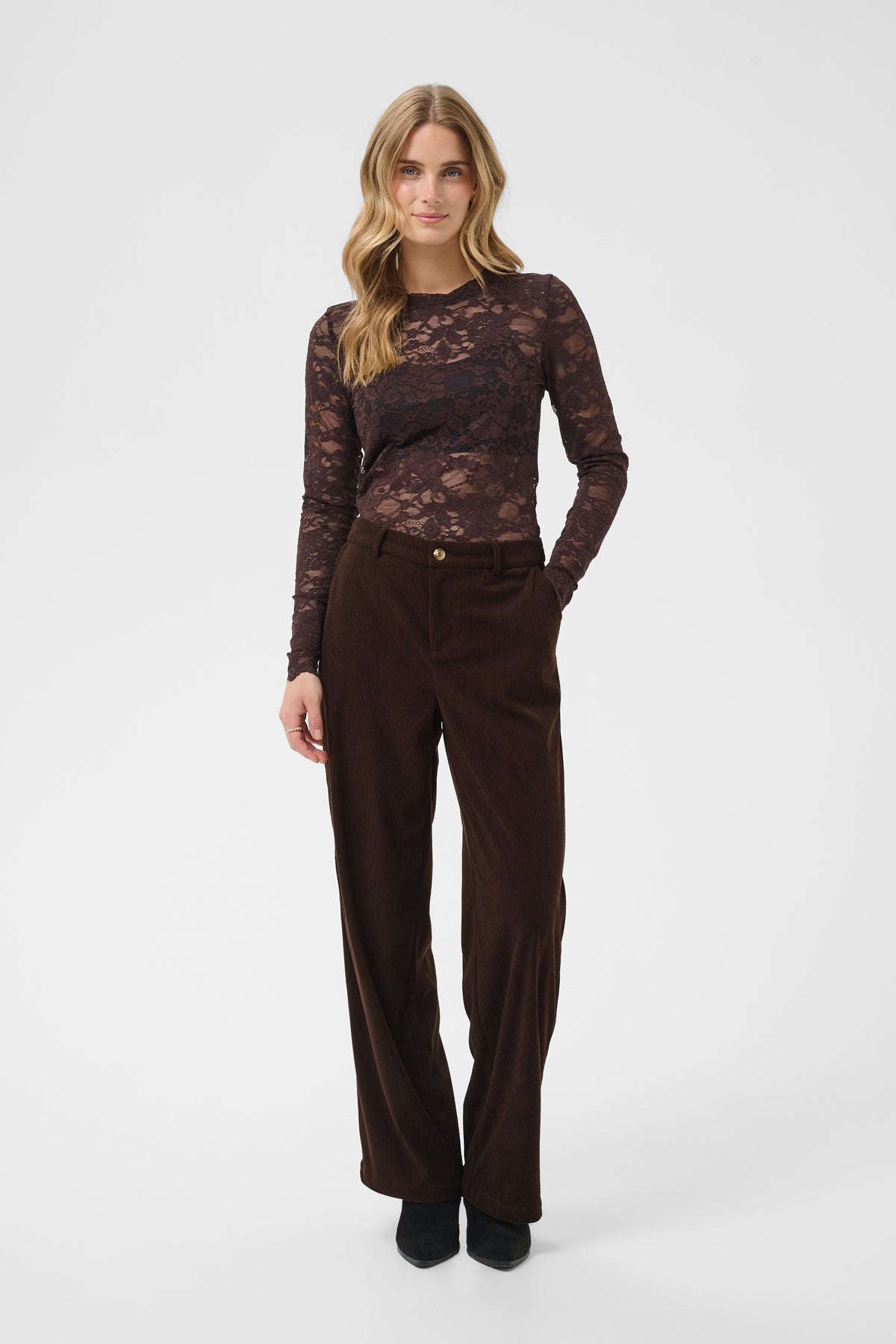 Pantalon de velours- Cream - 10614146