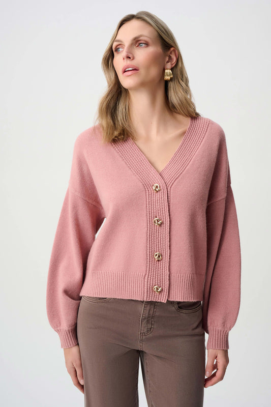 Cardigan en tricot brossé à encolure en V et coupe boxy - Joseph Ribkoff - 263952