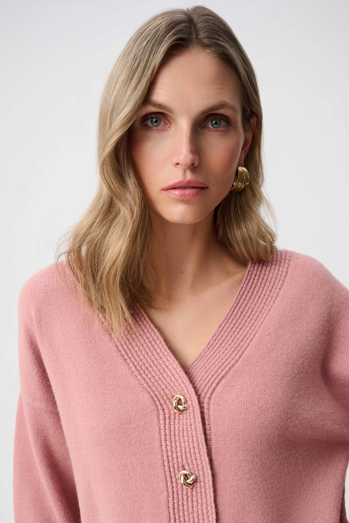 Cardigan en tricot brossé à encolure en V et coupe boxy - Joseph Ribkoff - 263952