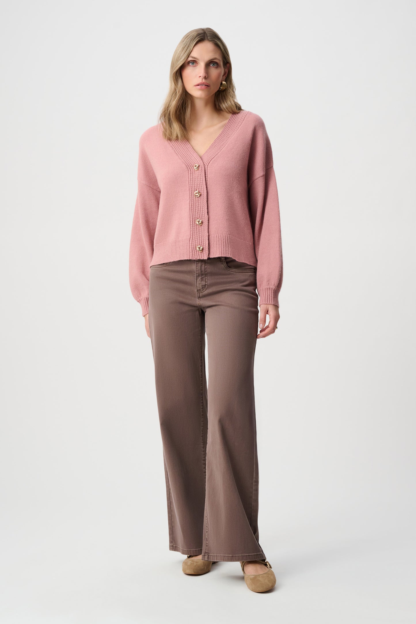 Cardigan en tricot brossé à encolure en V et coupe boxy - Joseph Ribkoff - 263952