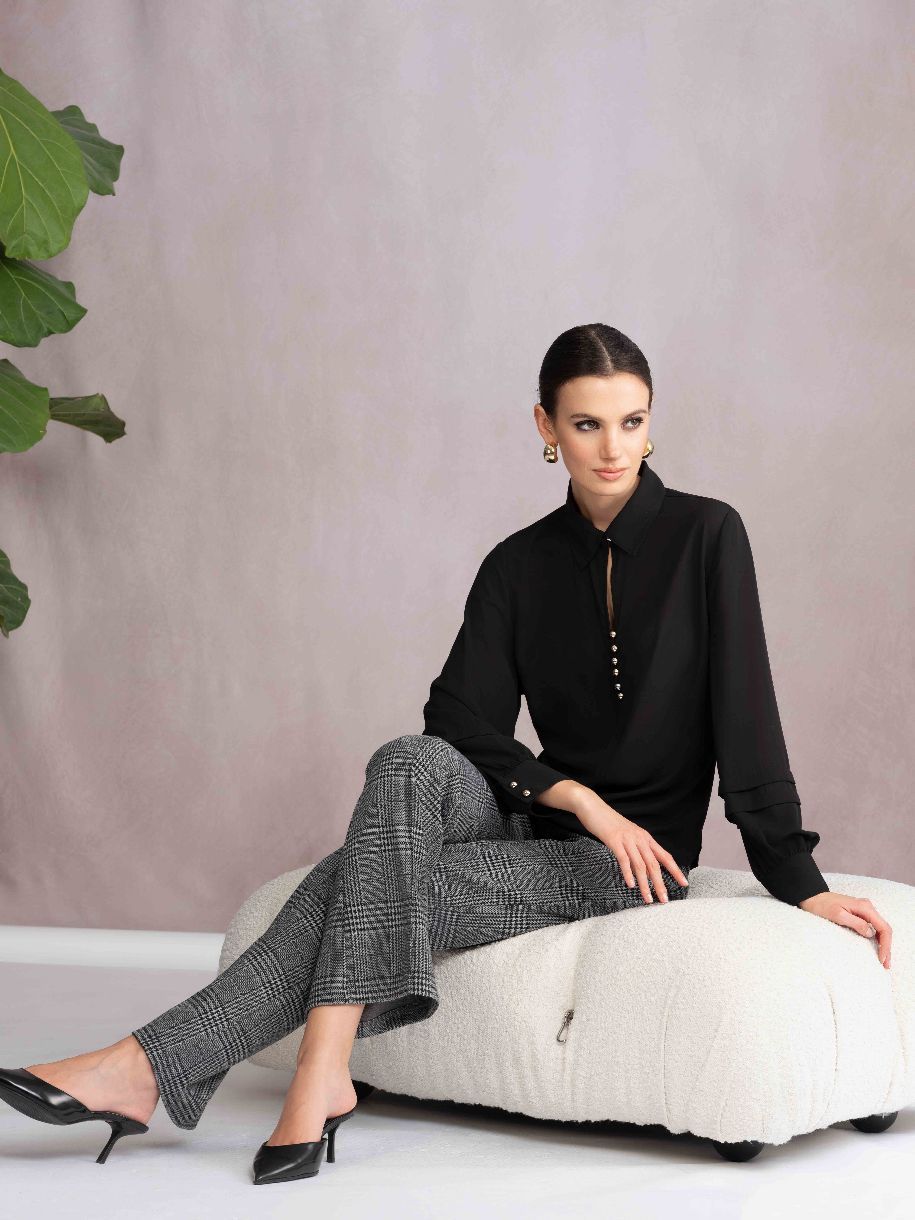 CHEMISE MANCHE LONGUE - ALISON SHERI - A46247 - 2 COULEURS