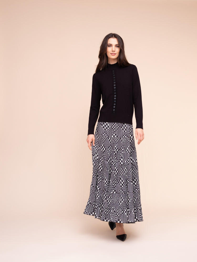 Chandail col Mao avec bouton - Alison Sheri - A48062
