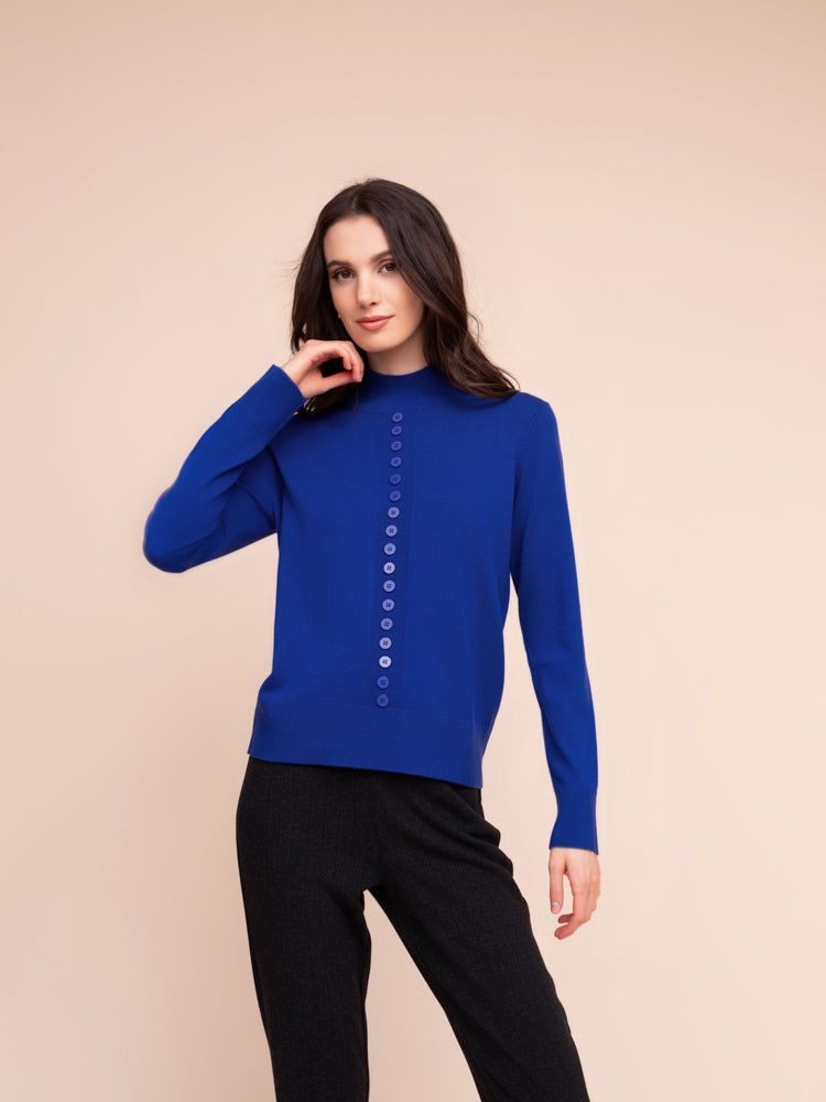 Chandail col Mao avec bouton - Alison Sheri - A48062