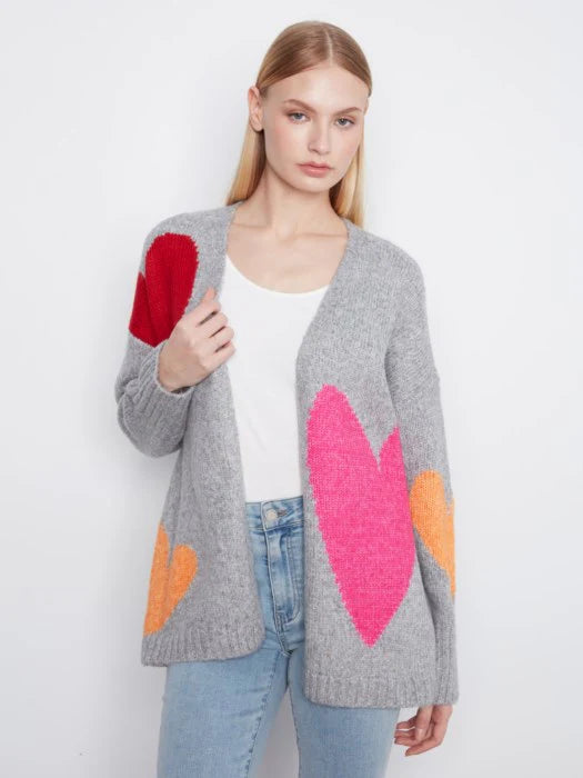 Cardigan long avec cœurs - Charlie B - C2168