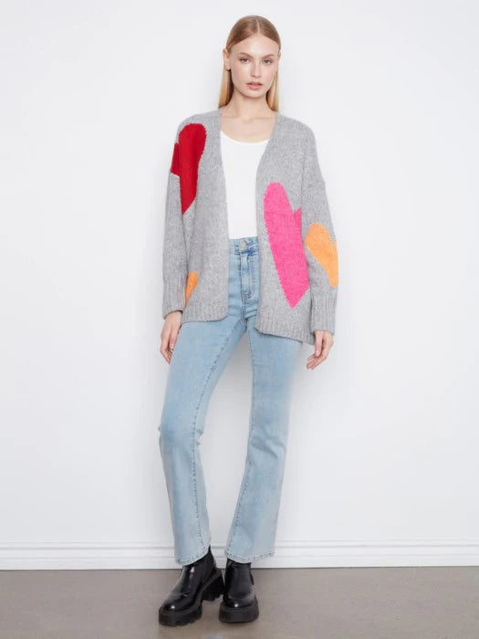 Cardigan long avec cœurs - Charlie B - C2168