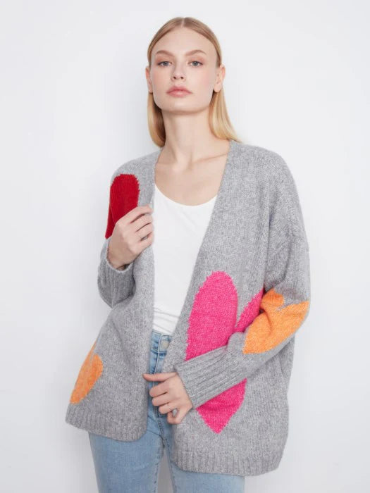 Cardigan long avec cœurs - Charlie B - C2168