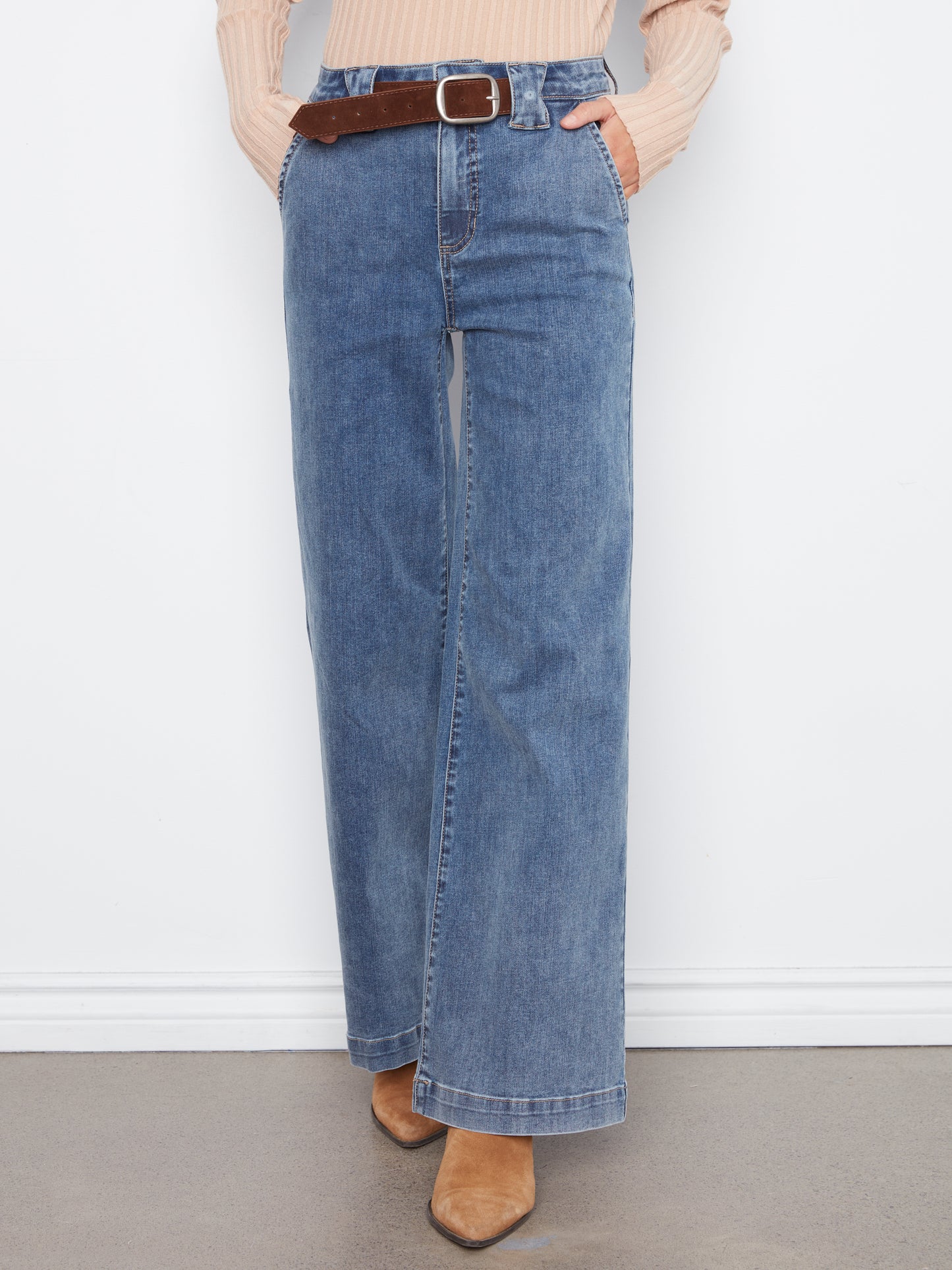 Pantalon à jambes larges avec ceinture amovible - Charlie B - C5807