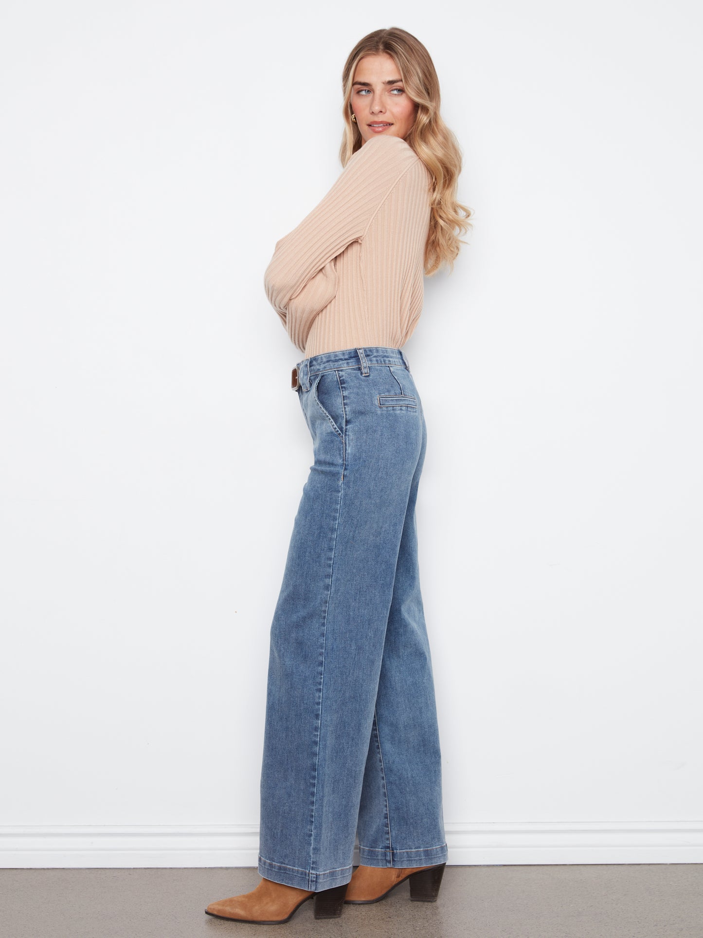 Pantalon à jambes larges avec ceinture amovible - Charlie B - C5807