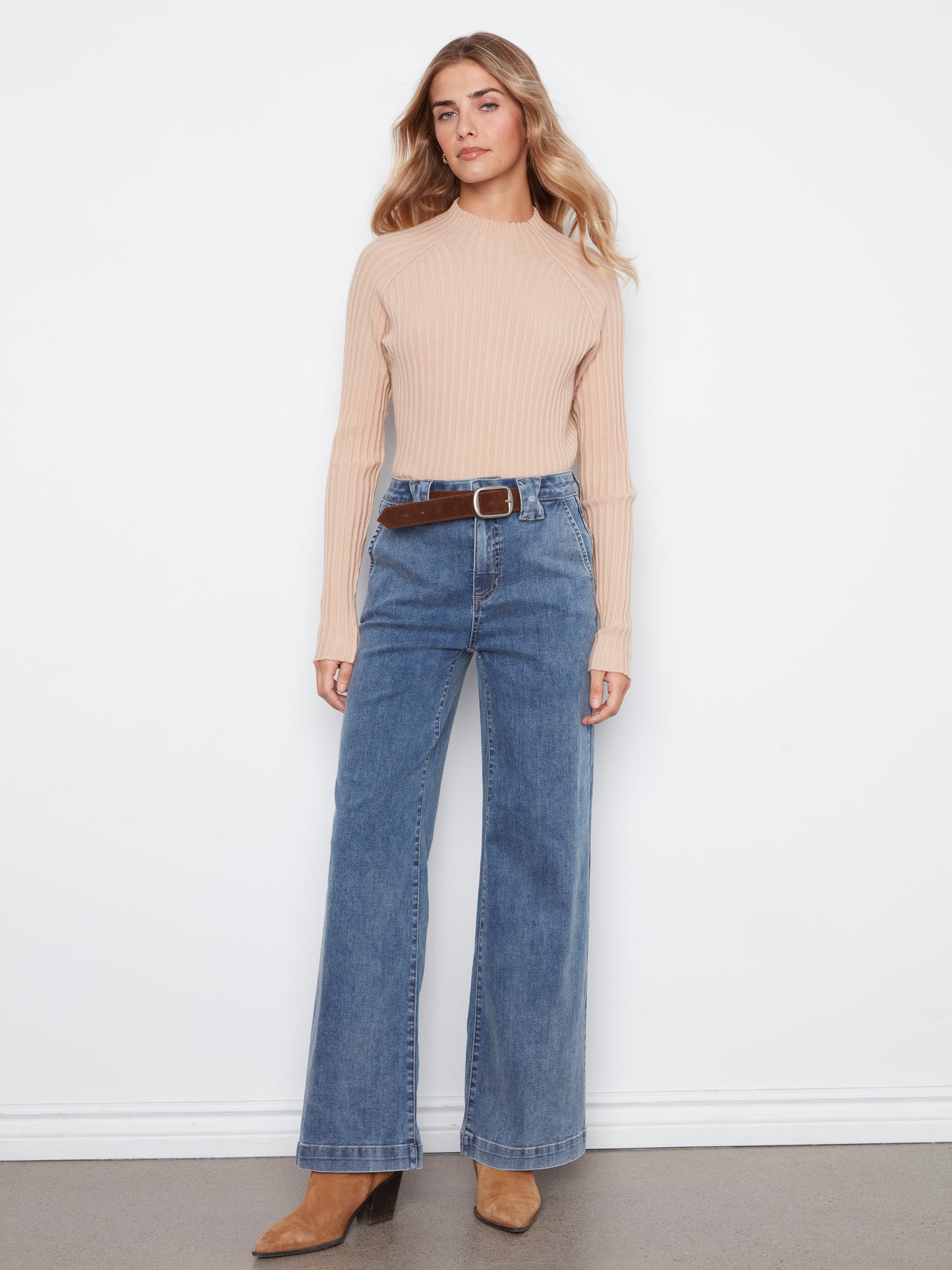 Pantalon à jambes larges avec ceinture amovible - Charlie B - C5807