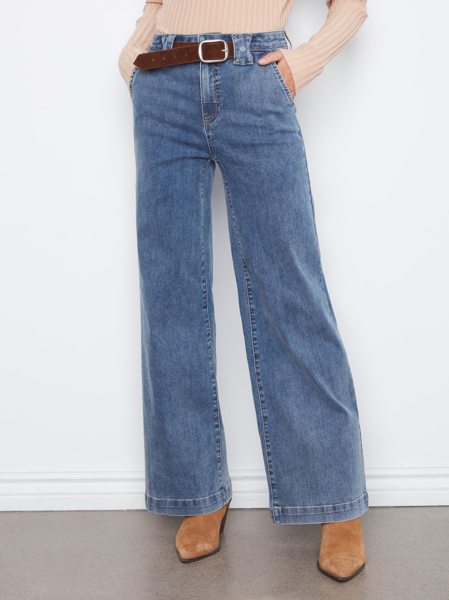 Pantalon à jambes larges avec ceinture amovible - Charlie B - C5807