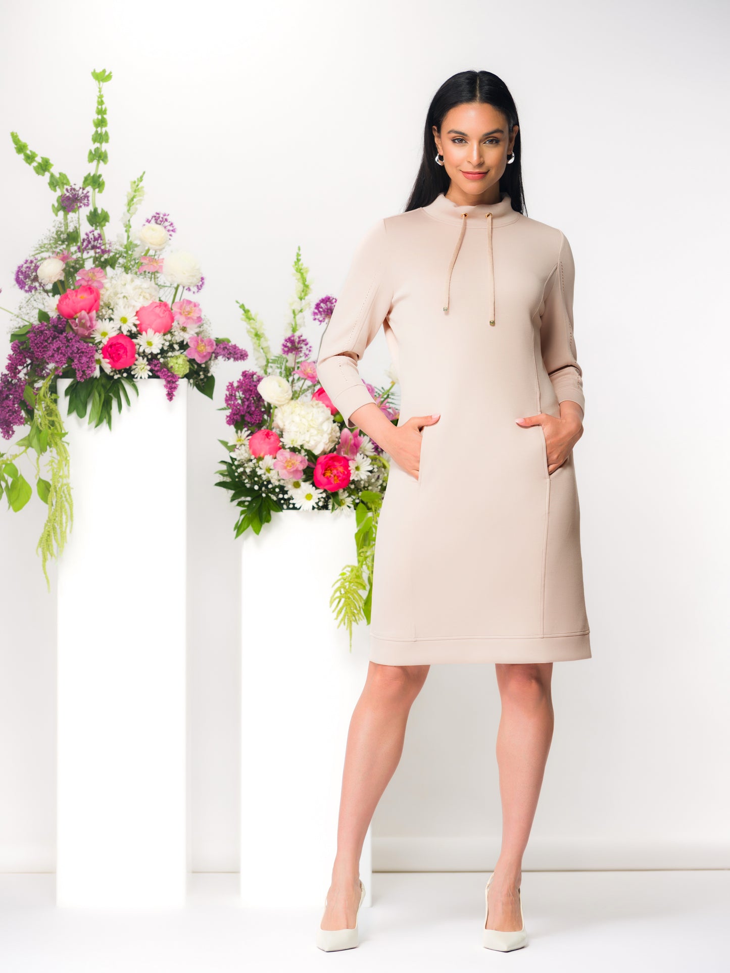 ROBE DROITE - ELENA WANG - EW36005 - 3 COULEURS
