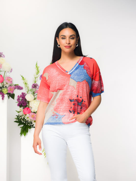 T-SHIRT COL V - ELENA WANG - EW36115