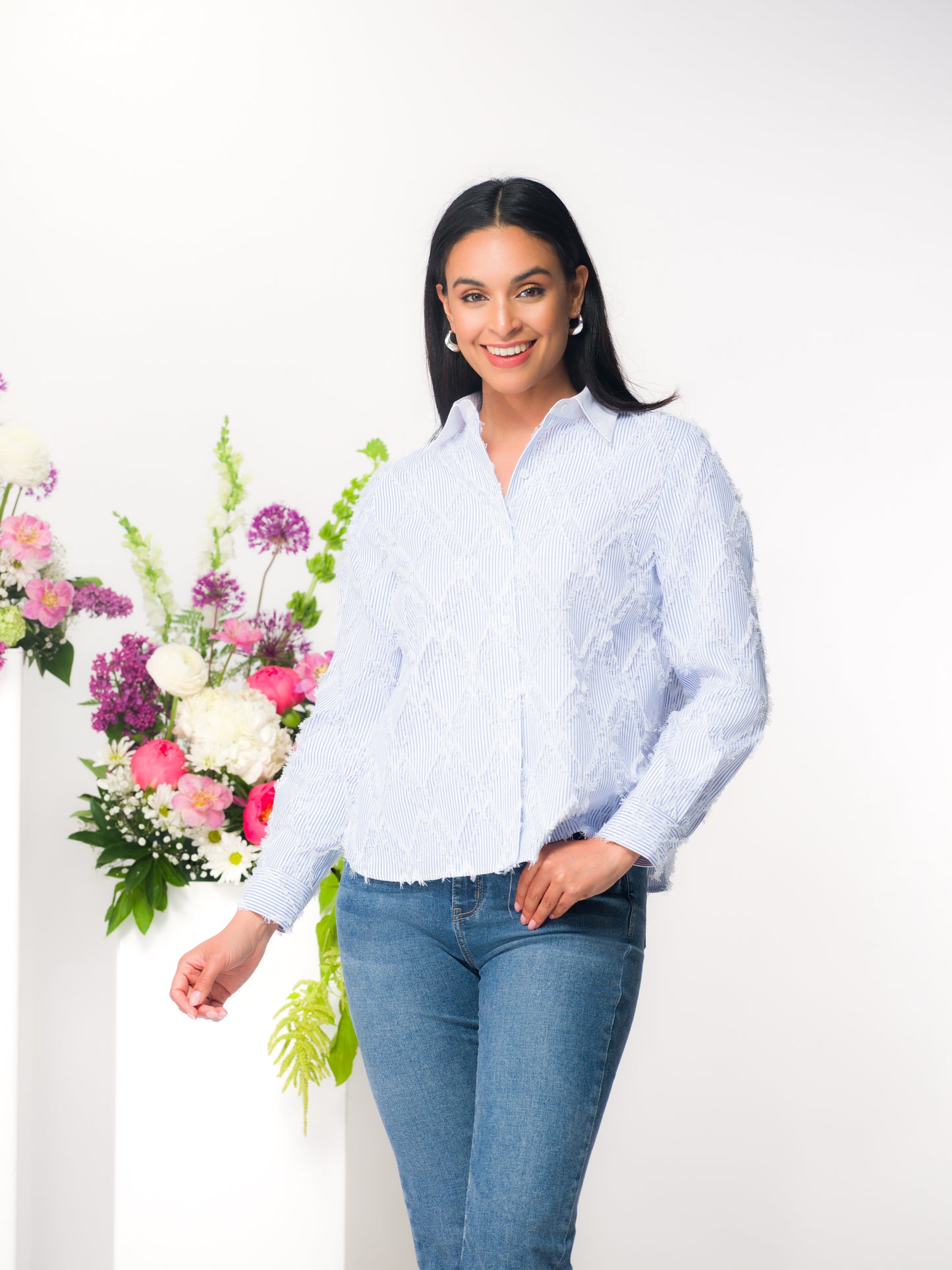 CHEMISE RAYURES- ELENA WANG - EW36230