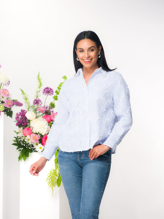 CHEMISE RAYURES- ELENA WANG - EW36230