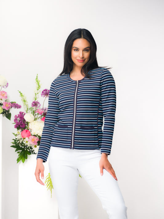 CARDIGAN RAYURES ZIPPER  - ELENA WANG - EW36269