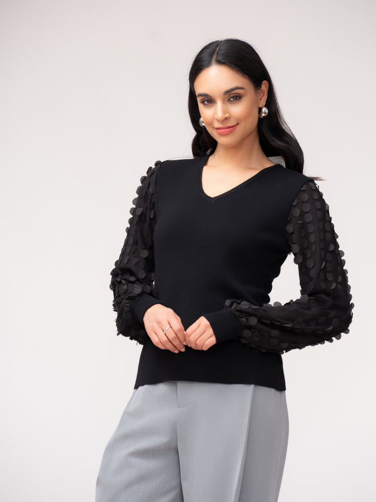 Chandail manches transparentes - Élena Wang - EW37012