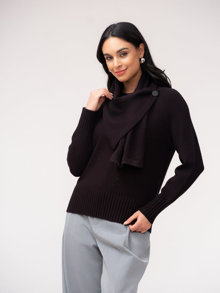 Chandail avec foulard-écharpe amovible - Élena Wang - EW37022