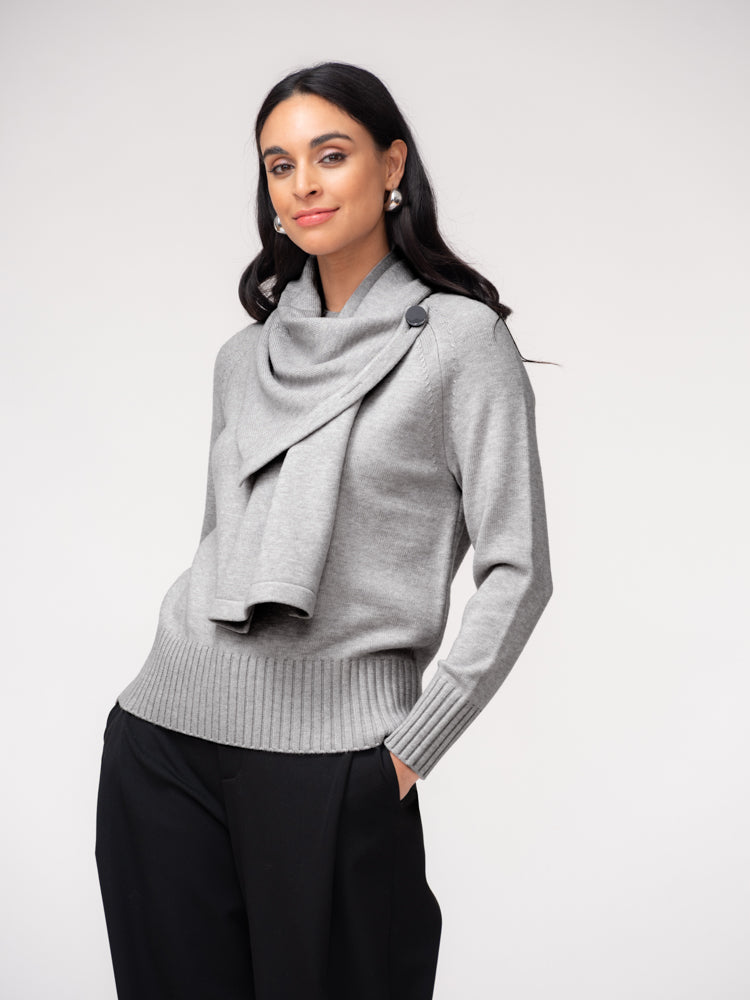 Chandail avec foulard-écharpe amovible - Élena Wang - EW37022